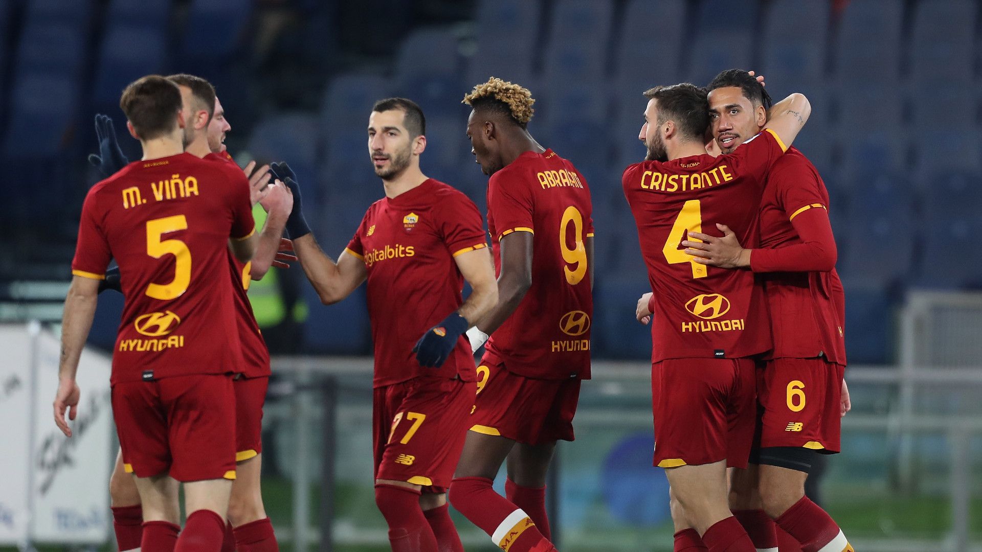 Smalling celebration Roma Spezia Serie A