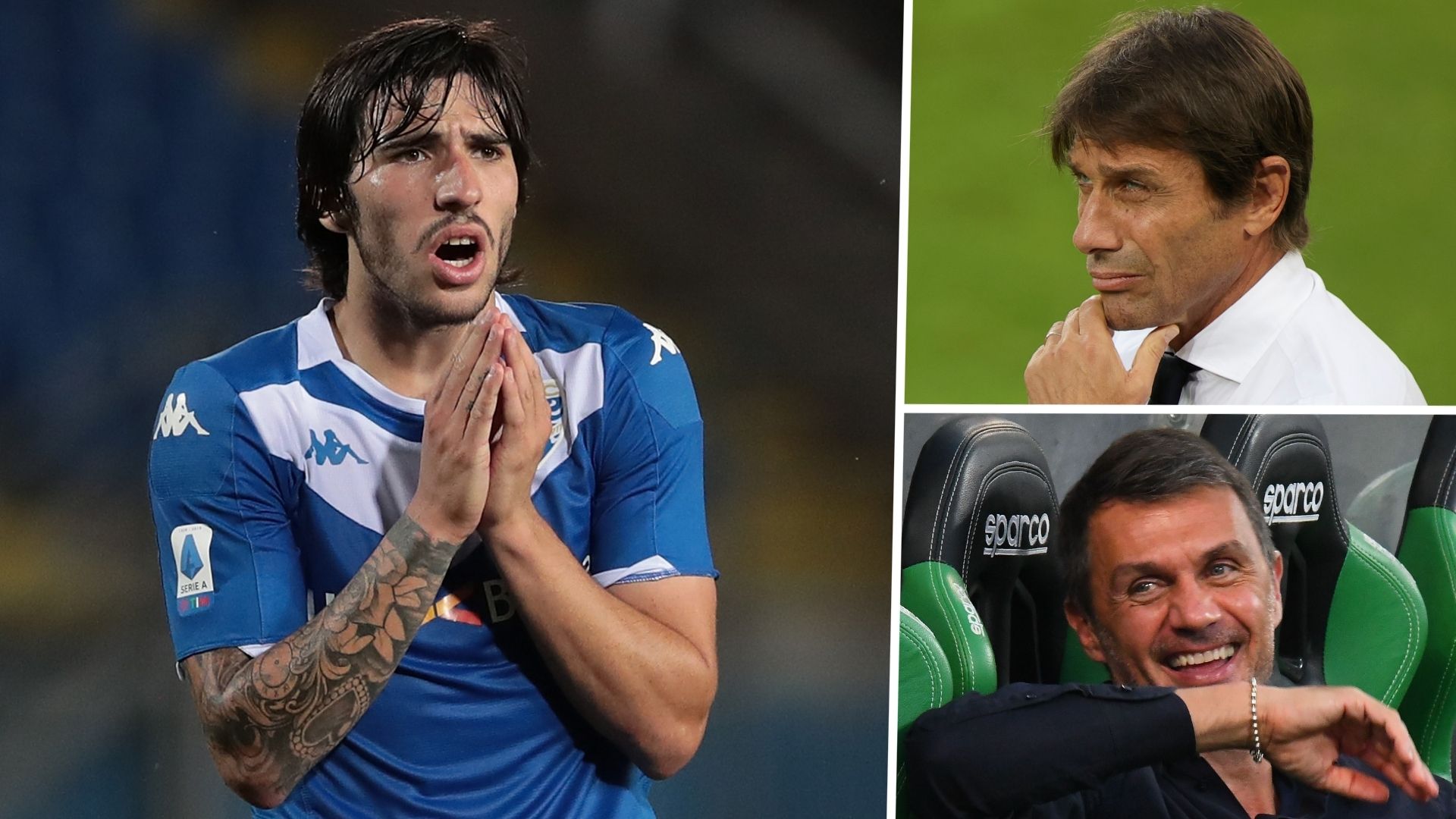 Sandro Tonali Antonio Conte Paolo Maldini Brescia Inter AC Milan GFX