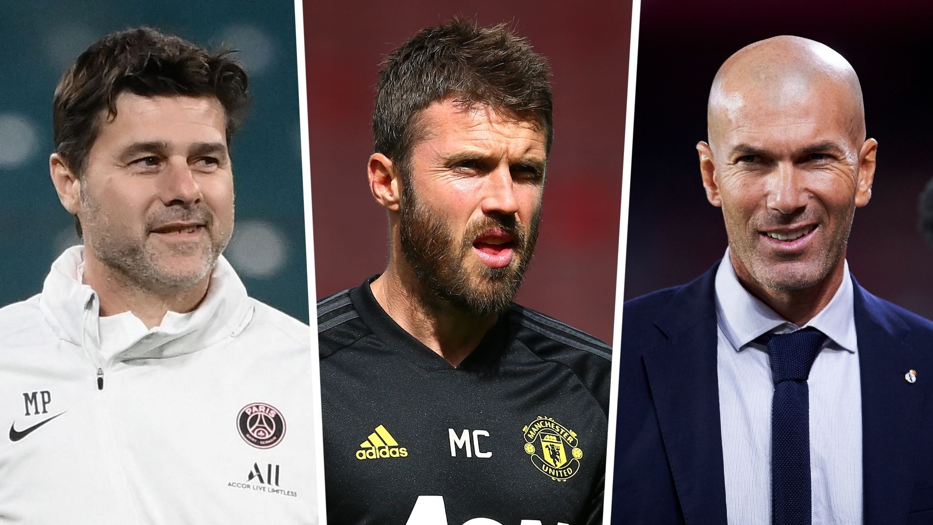 Mauricio Pochettino Michael Carrick Zinedine Zidane composite