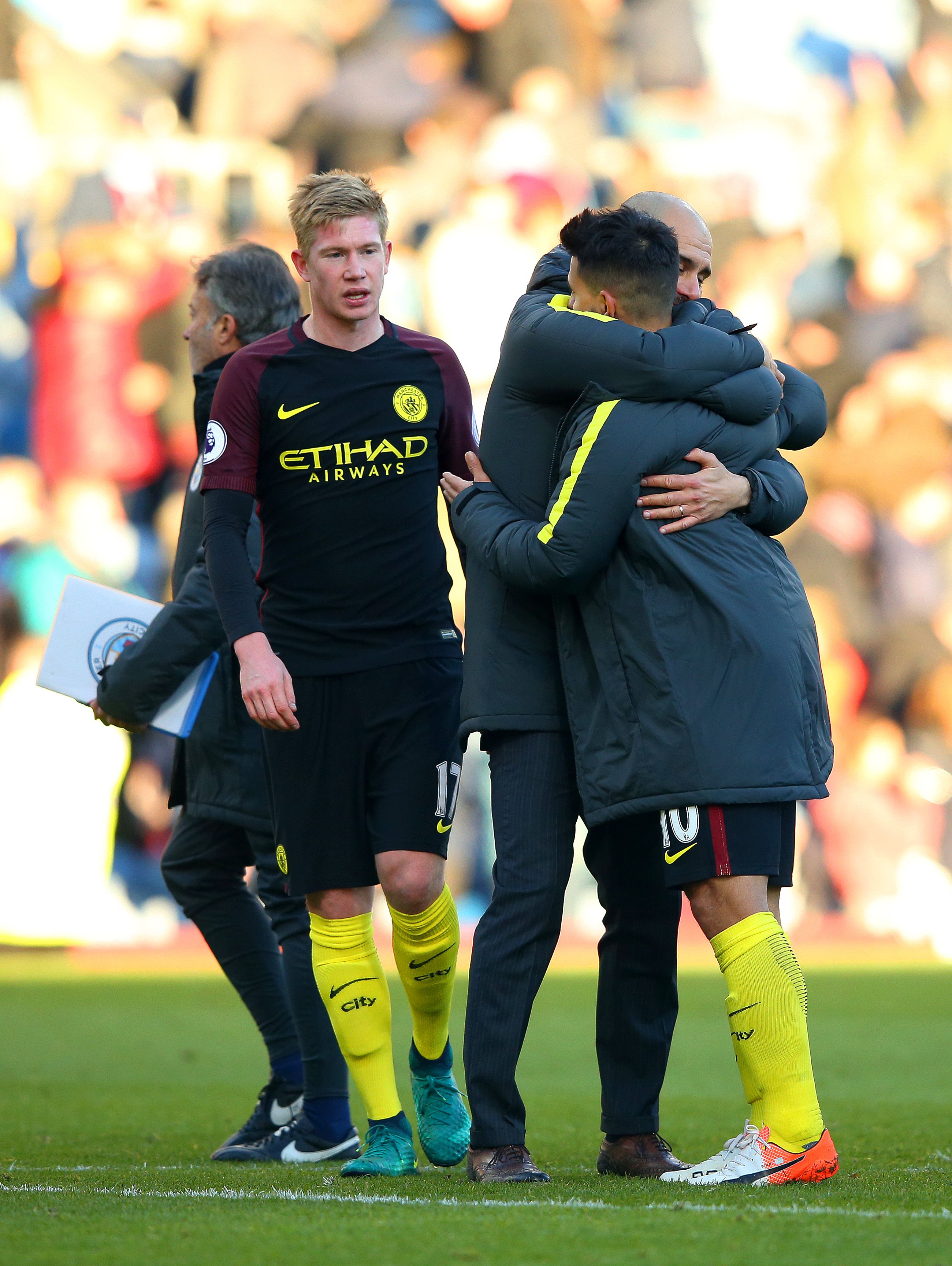 Pep Guardiola Sergio Aguero embed only