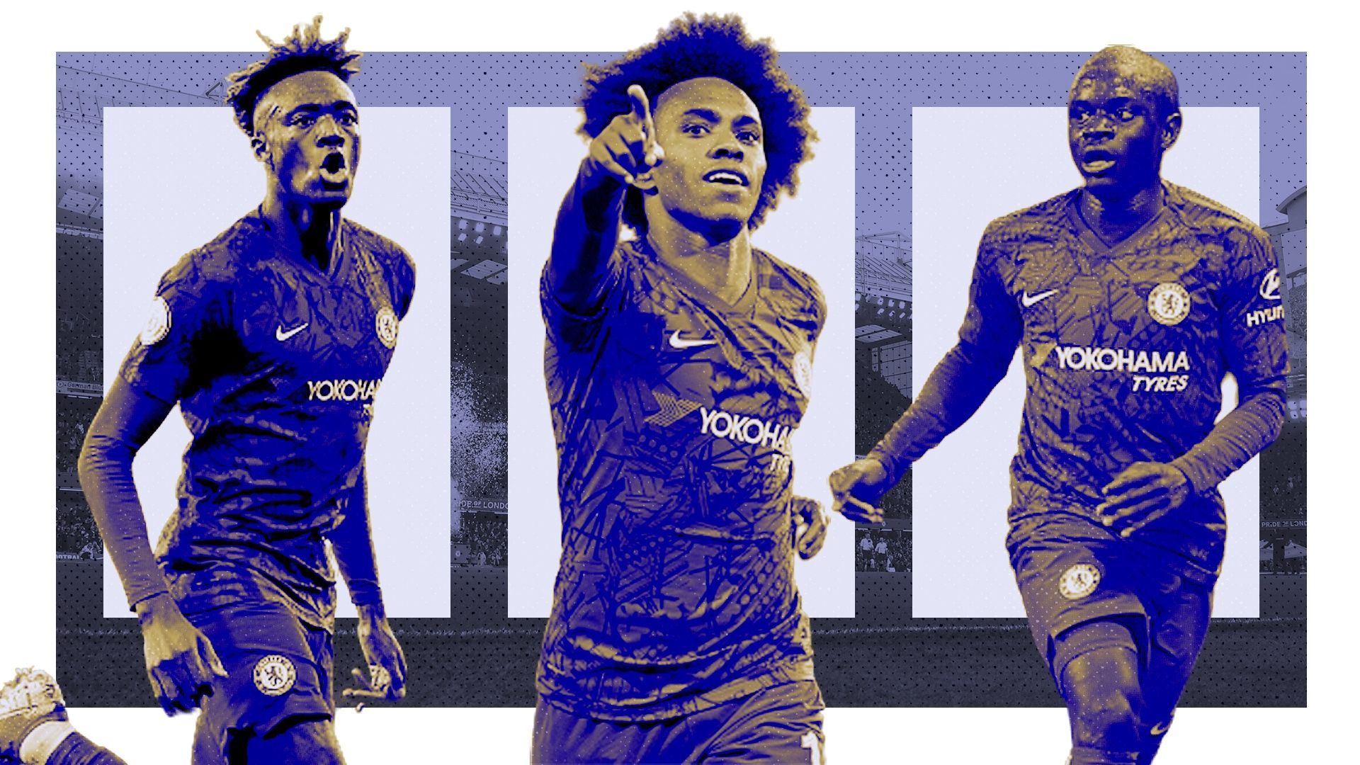 Tammy Abraham, Willian, N'Golo Kante Chelsea GFX