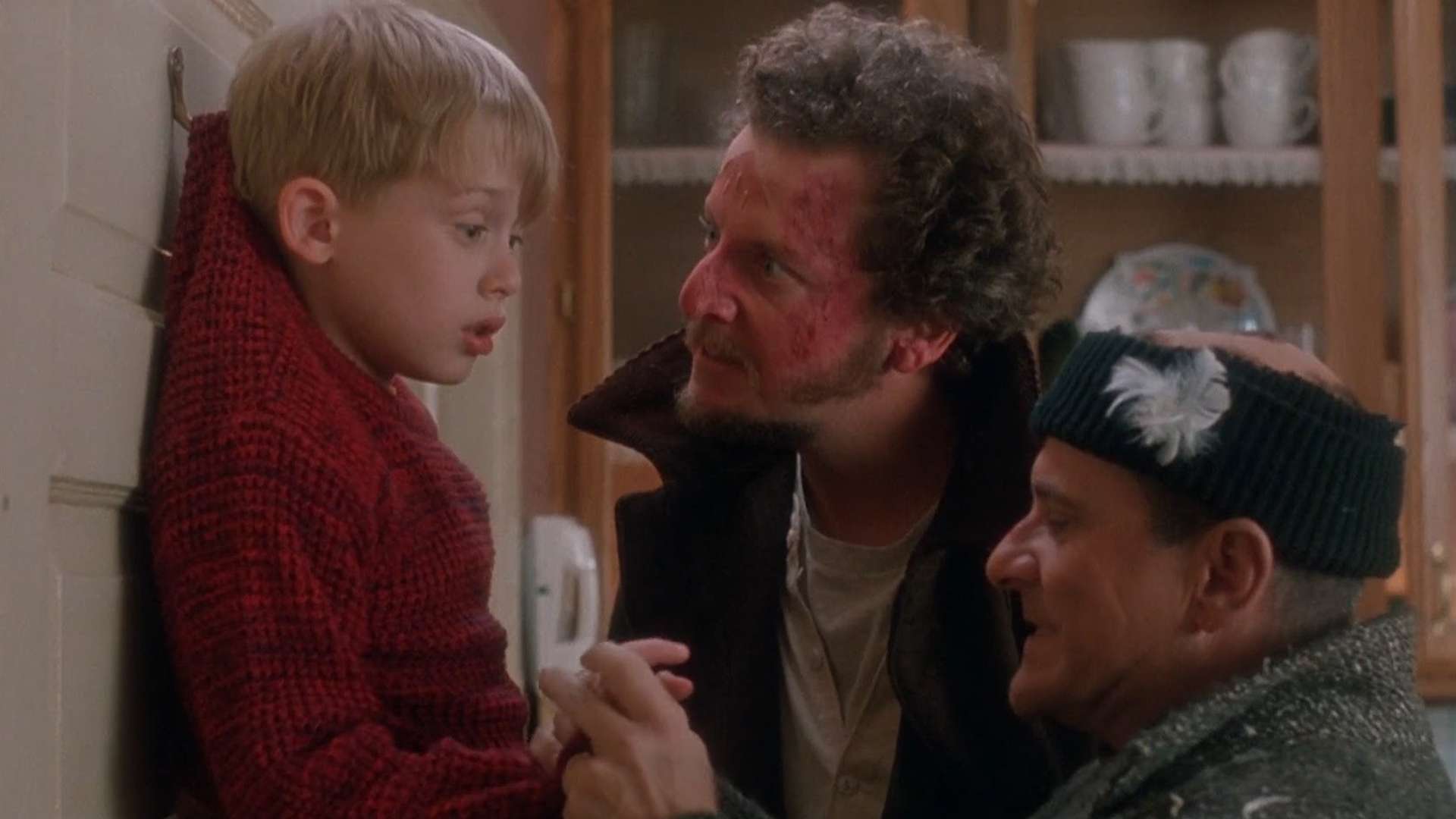 Kevin strung up by the Wet Bandits in Home Alone
