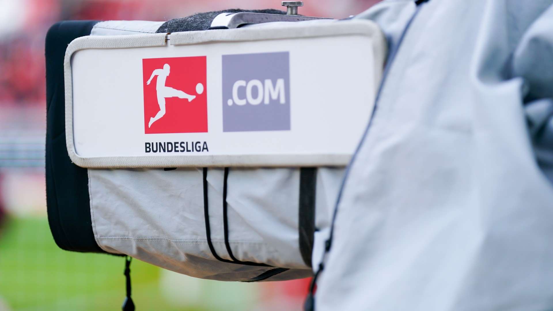 TV camera with the Bundesliga logo sign