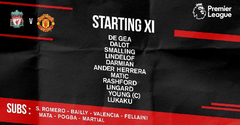 Manchester United Line up EPL 161218