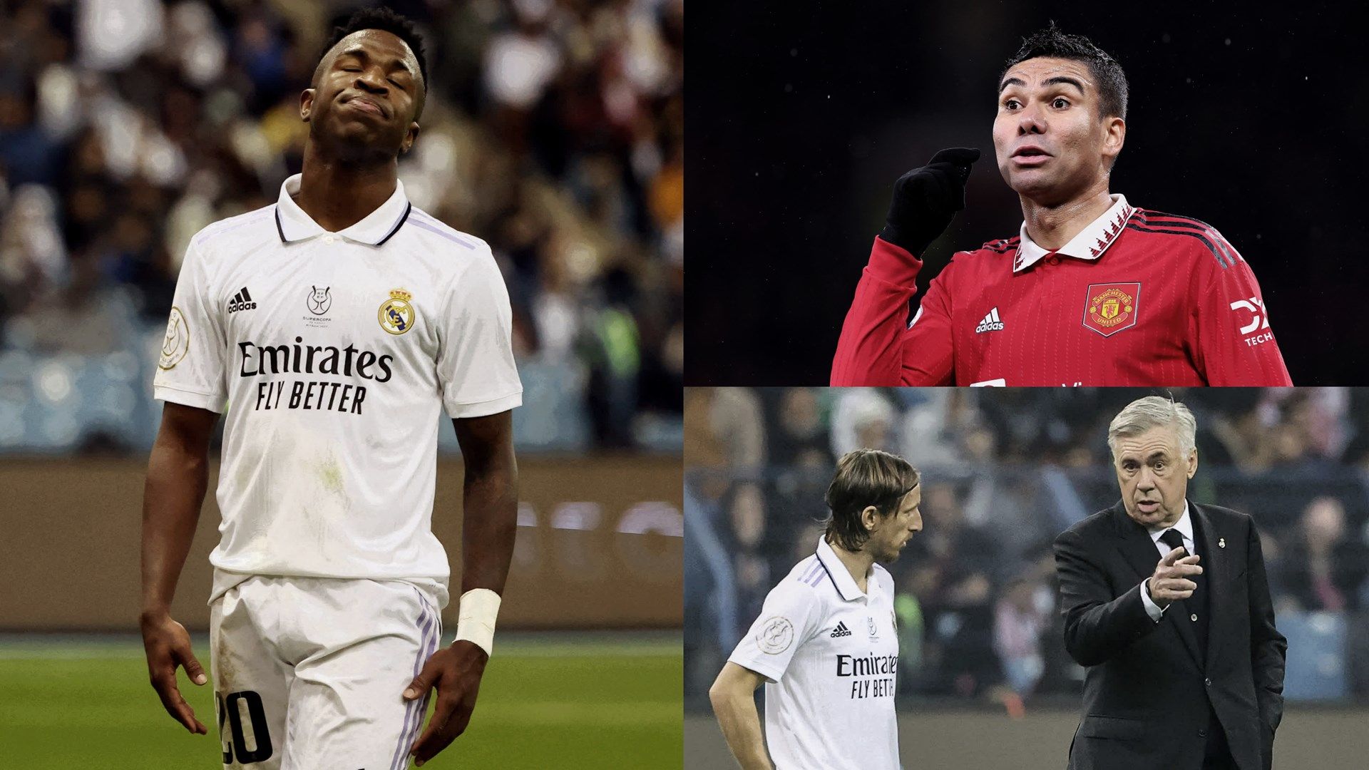 Vinicius Jr. Casemiro Luka Modric Carlo Ancelotti Real Madrid 2022-23 GFX