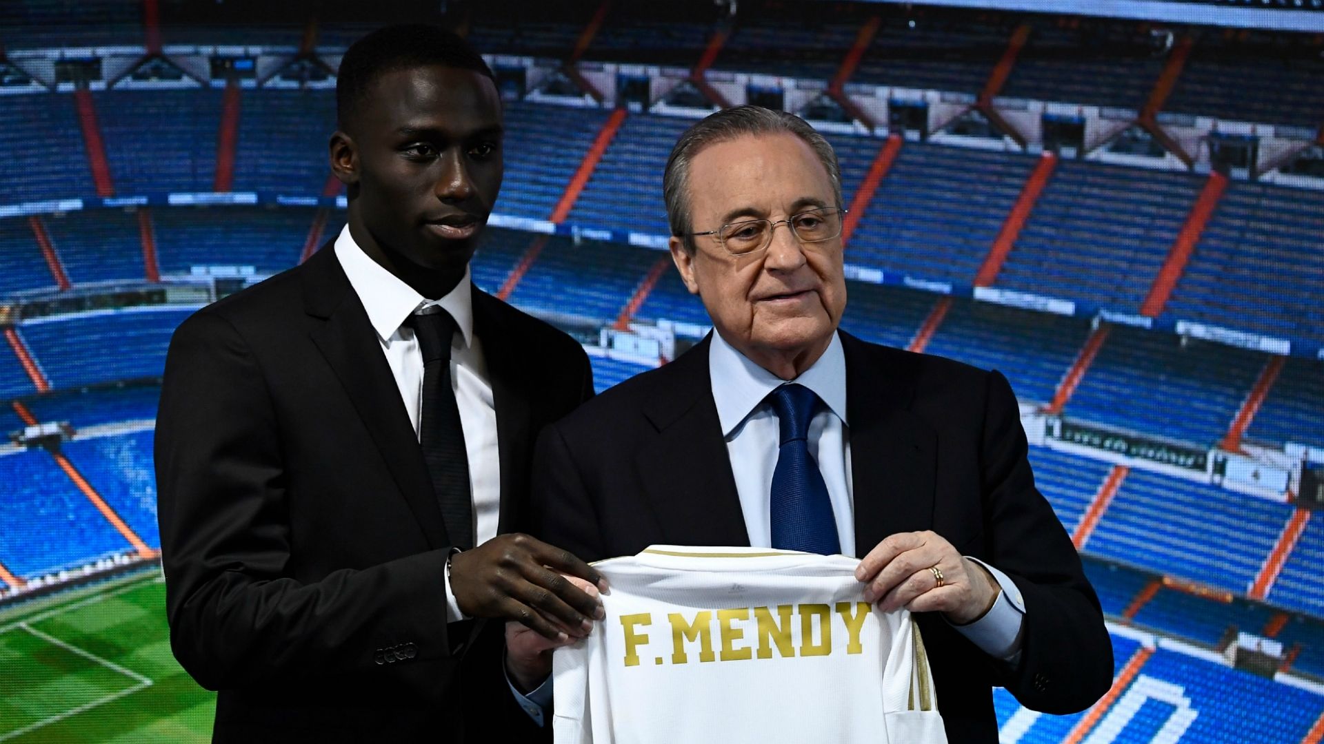 Ferland Mendy y Florentino Pérez