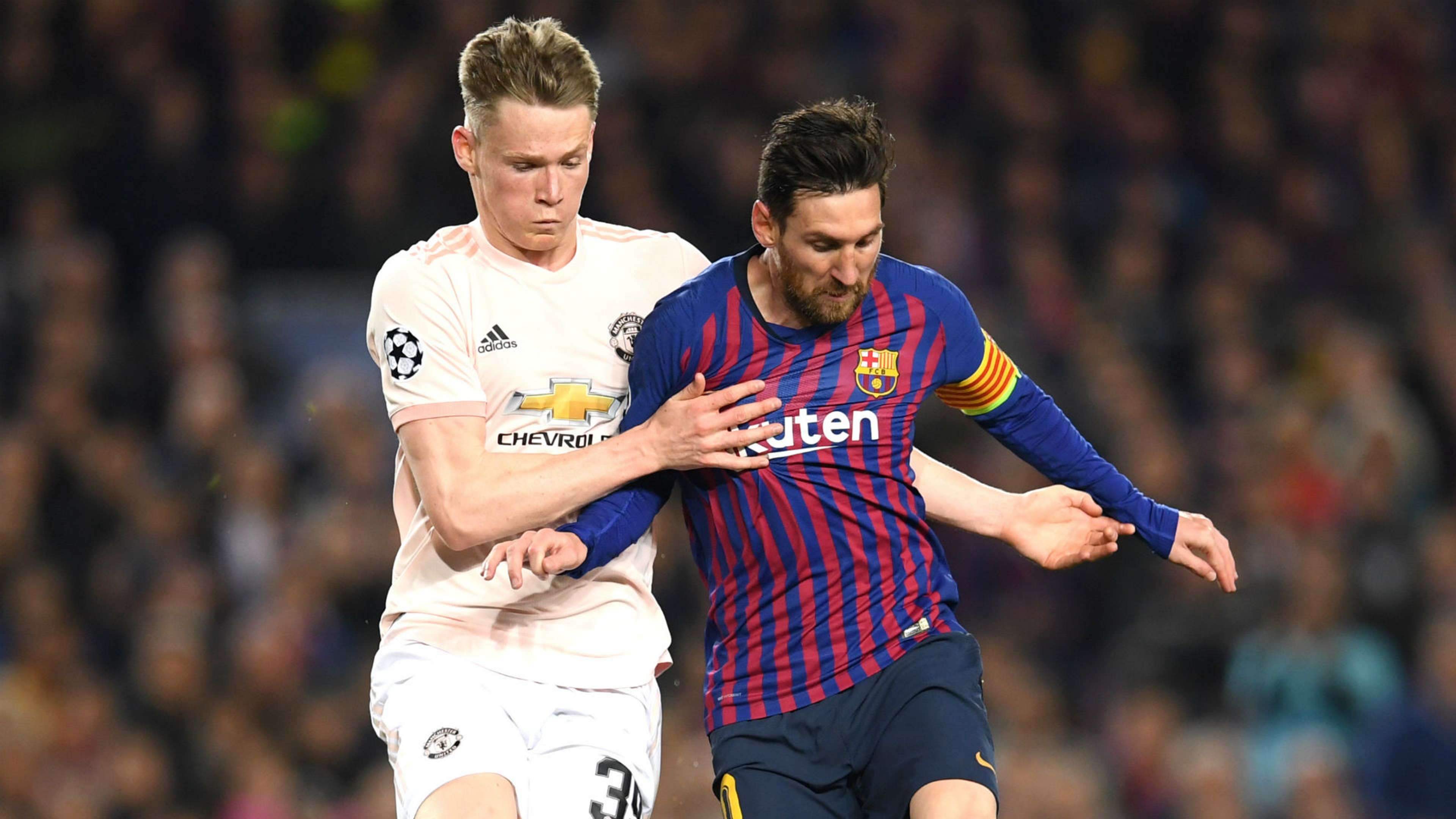 Lionel Messi Scott McTominay Manchester United Barcelona Champions League 2019