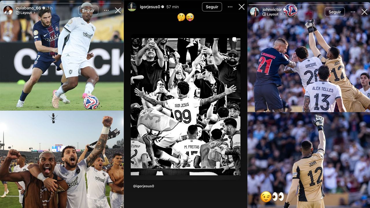 Jogadores do Botafogo provocando o Flamengo nas redes sociais, 2025