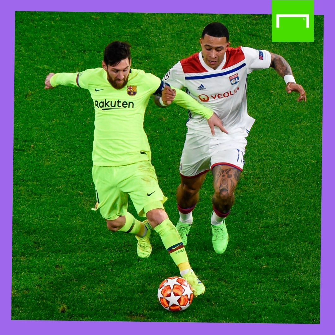 Memphis Depay Lionel Messi Lyon Barcelona GFX