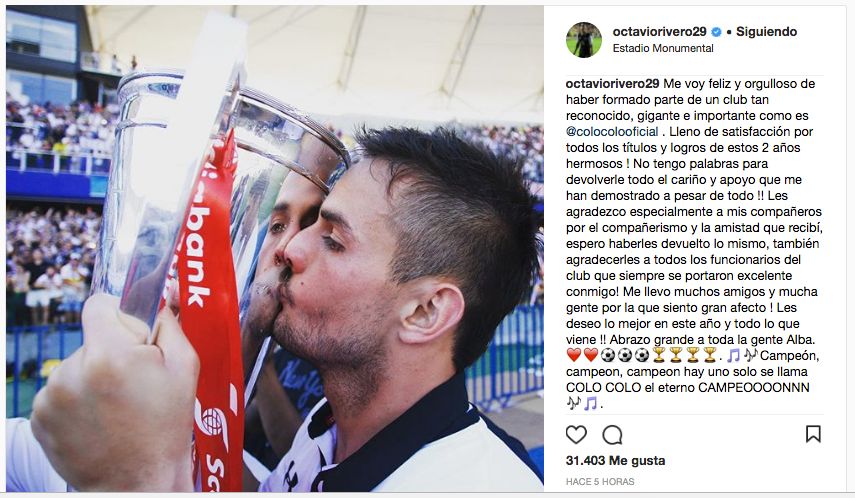 Octavio Rivero chau Colo Colo 2018