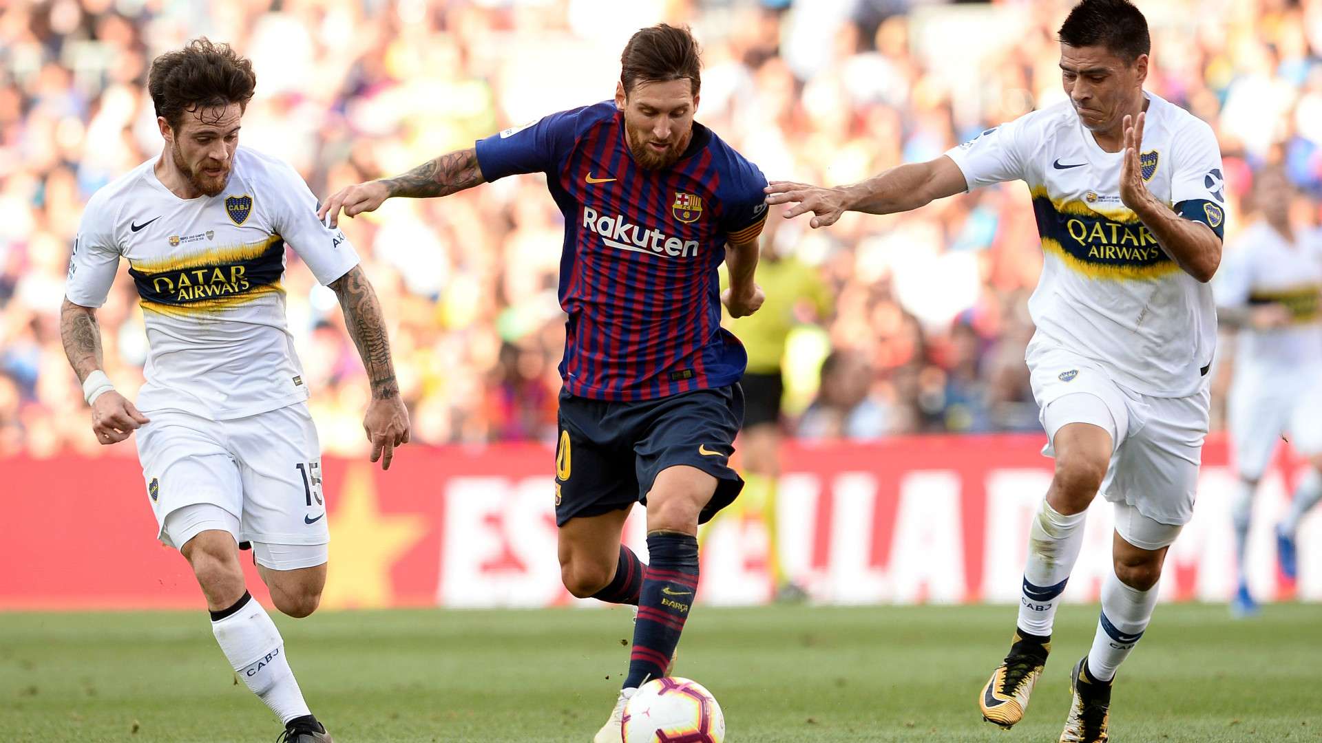 Lionel Messi Paolo Goltz Nahitan Nandez Barcelona Boca Joan Gamper 15082018