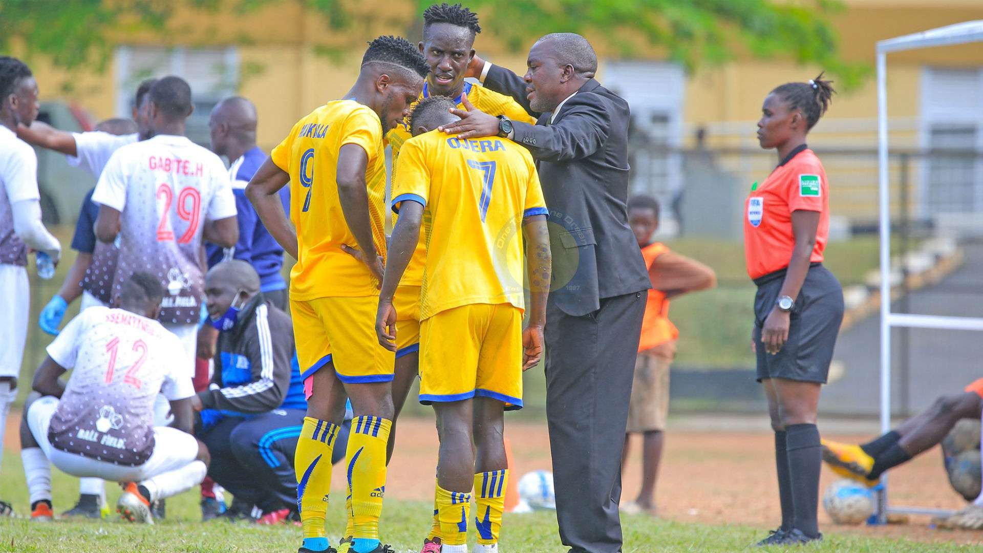 Sam Ssimbwa makes a double change for URA FC.