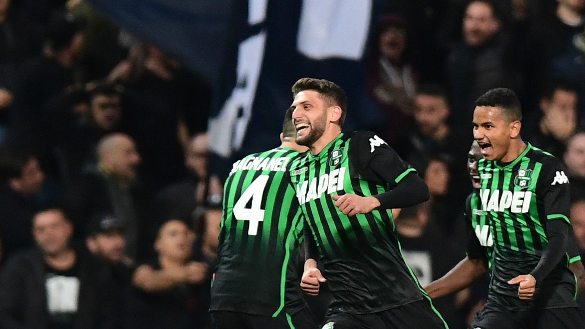 Domenico Berardi celebrating Sassuolo Napoli
