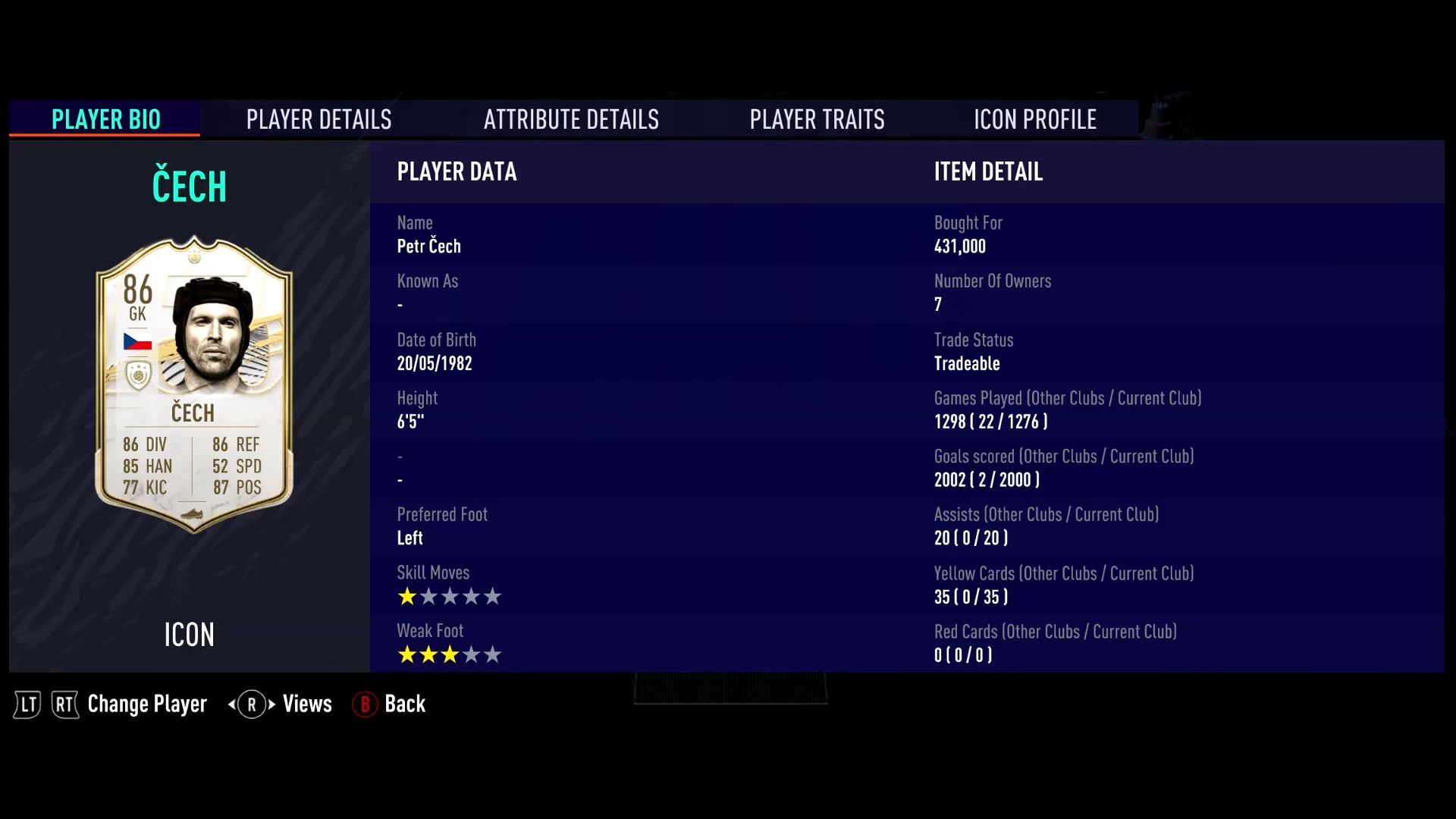 Status do Cech - FIFA 21