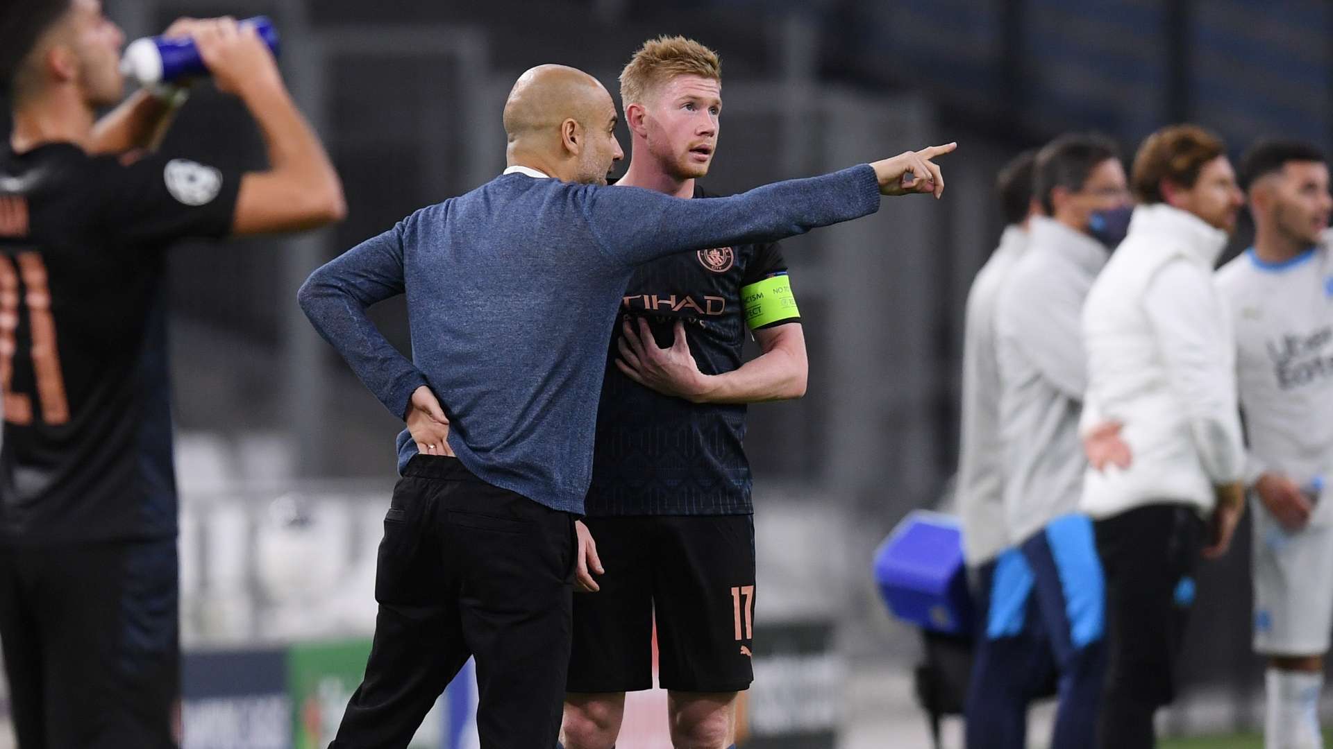 Guardiola De Bruyne Manchester City Champions League 271020