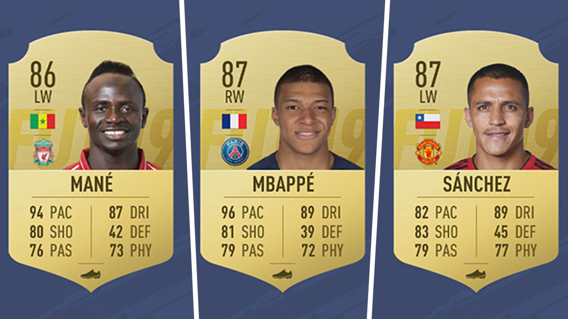 Sadio Mane Kylian Mbappe Alexis Sanchez FIFA 19
