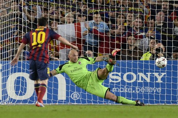 Chistian Abbiati Lionel Messi Barcelona Milan Champions League 11062013
