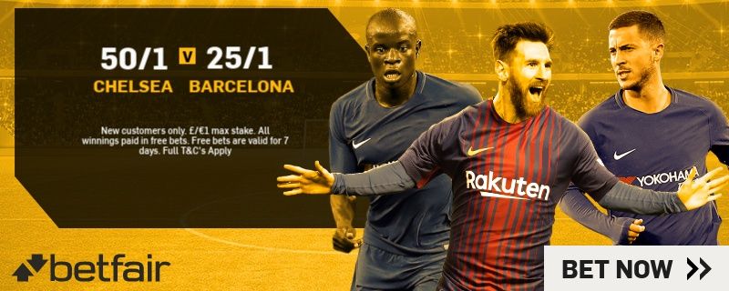 GFX Chelsea 50/1 v Barcelona 25/1 Enhanced UCL odds