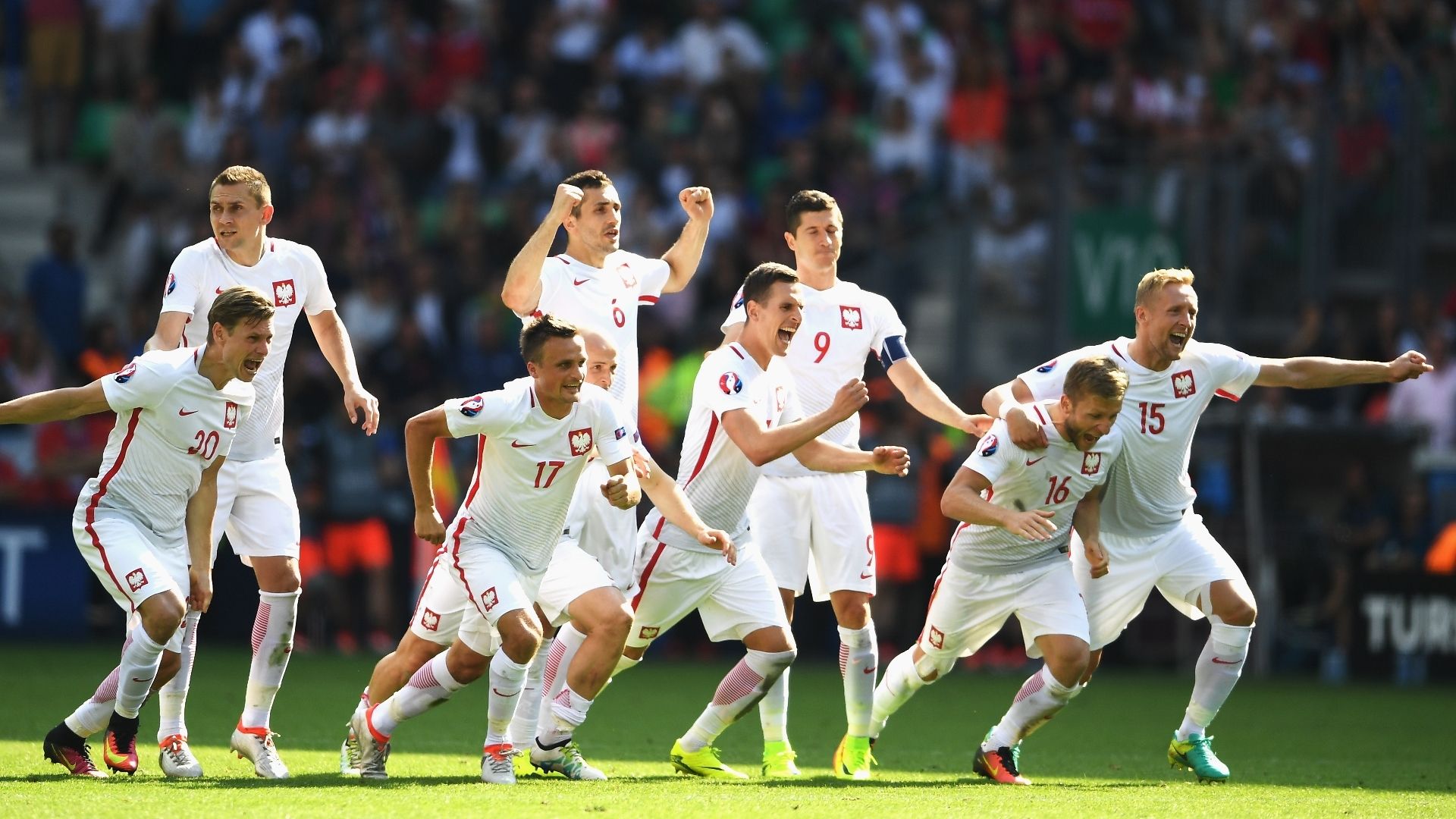 Poland celebrating