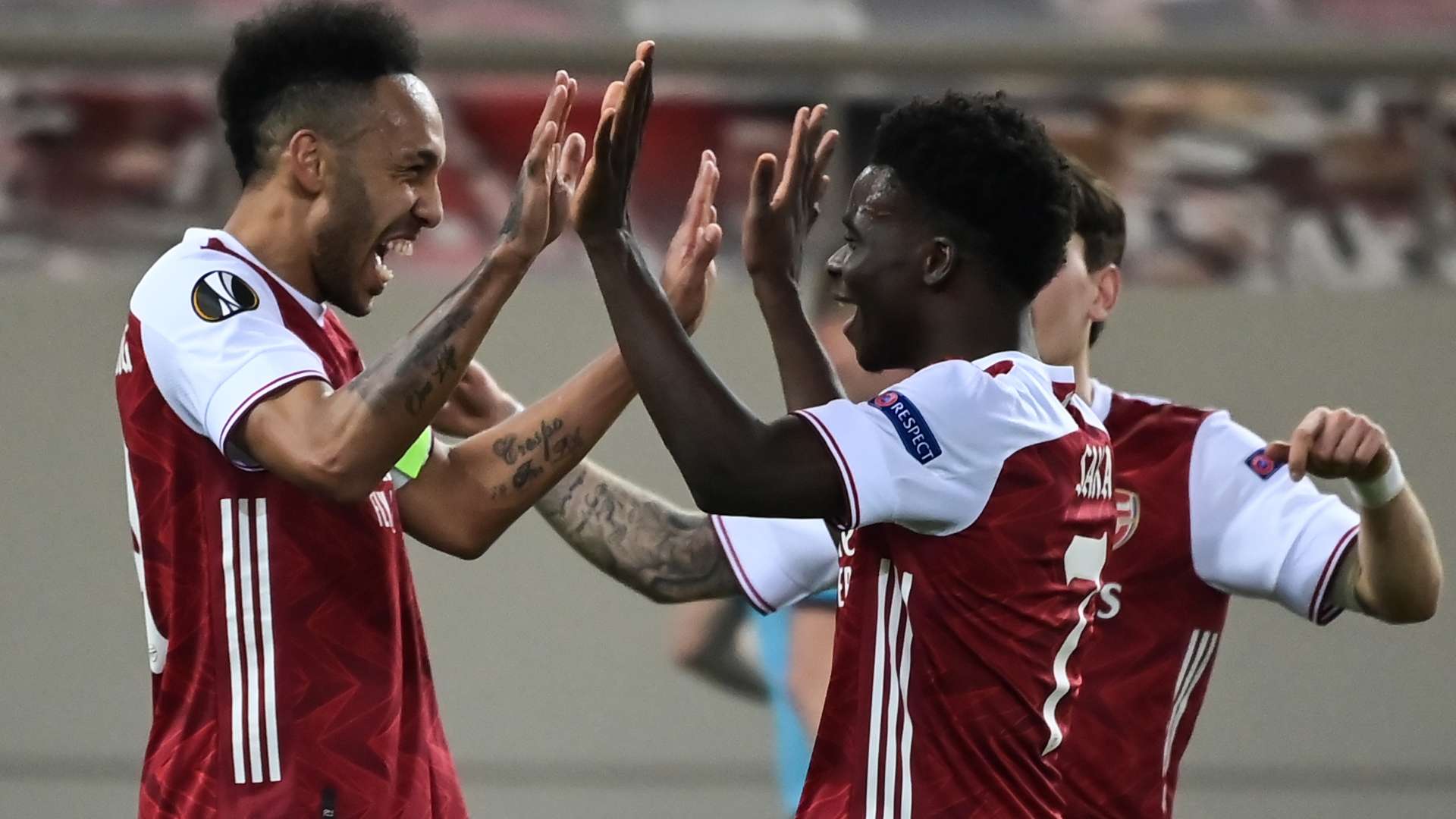 Pierre-Emerick Aubameyang Bukayo Saka Arsenal Europa League 2020-21