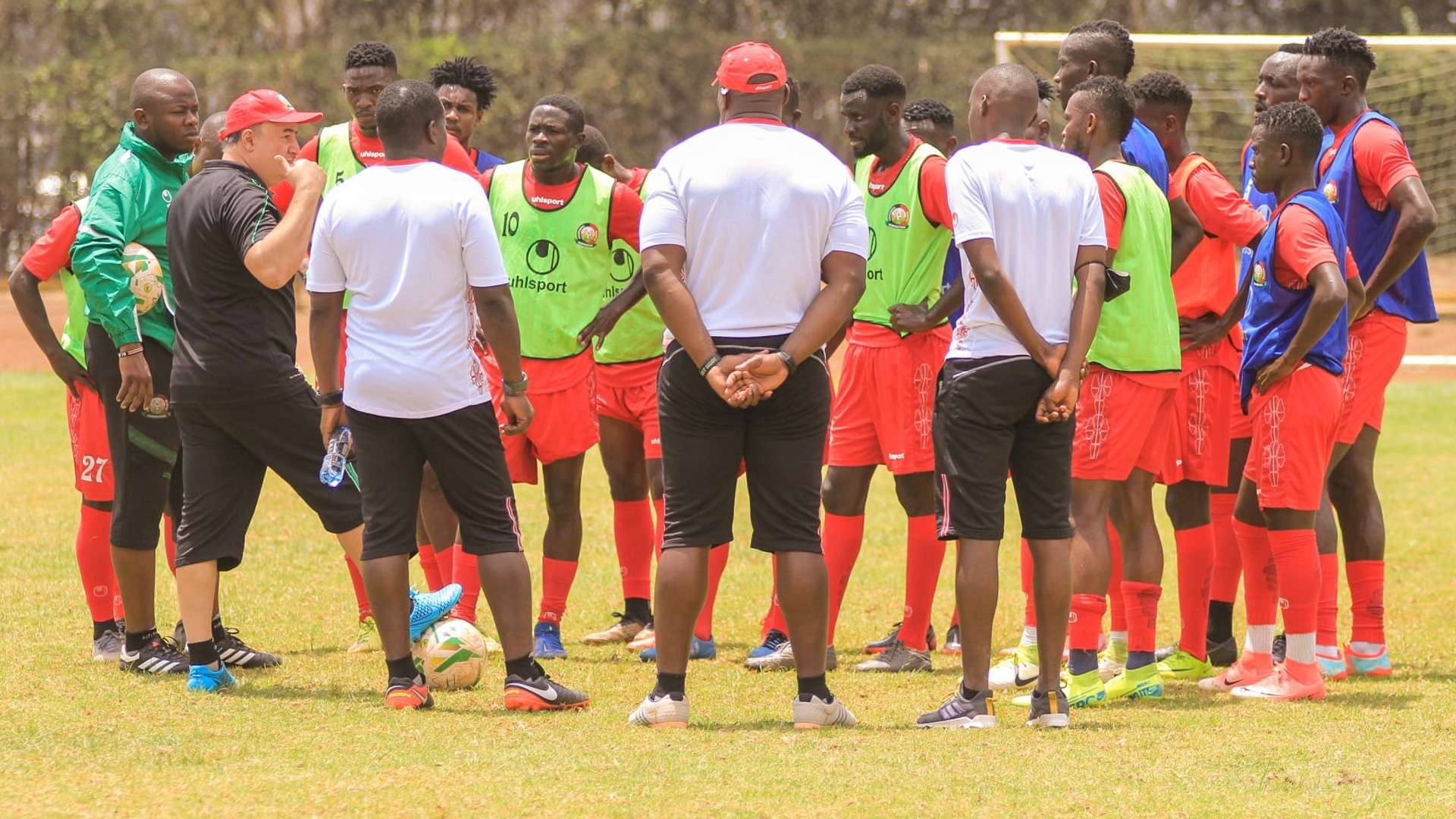 Harambee Stars coach Engin Firat and players.