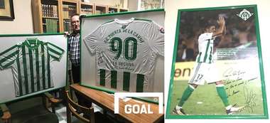 레알 베티스 페냐가 보관하고 있는 기념품(좌)과 살아있는 전설 호아킨 사진(우). 사진=이하영 기자