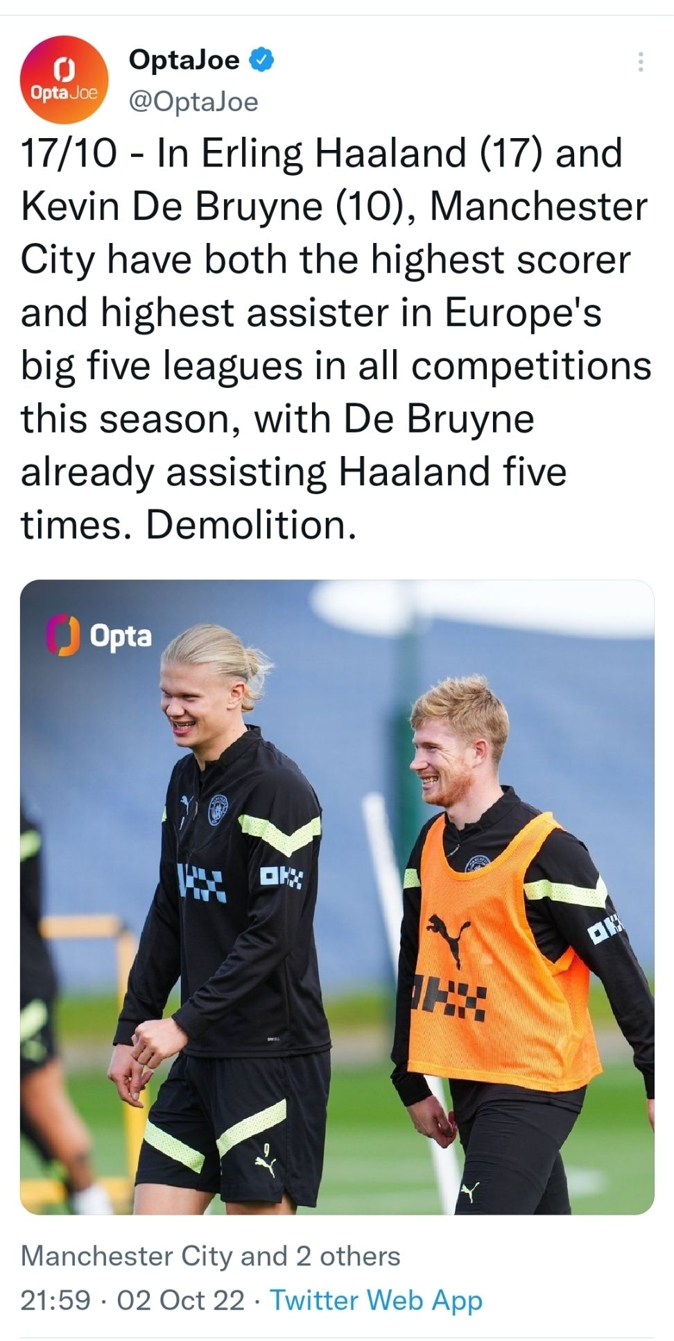Erling Haaland Kevin De Bruyne Manchester City