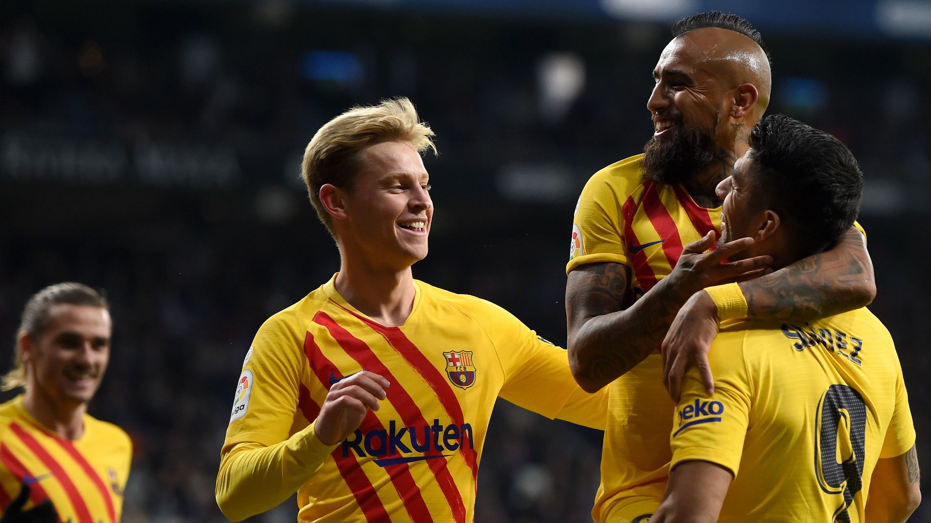 040120 Arturo Vidal Frenkie de Jong Antoine Griezmann Luis Suárez Espanyol Barcelona