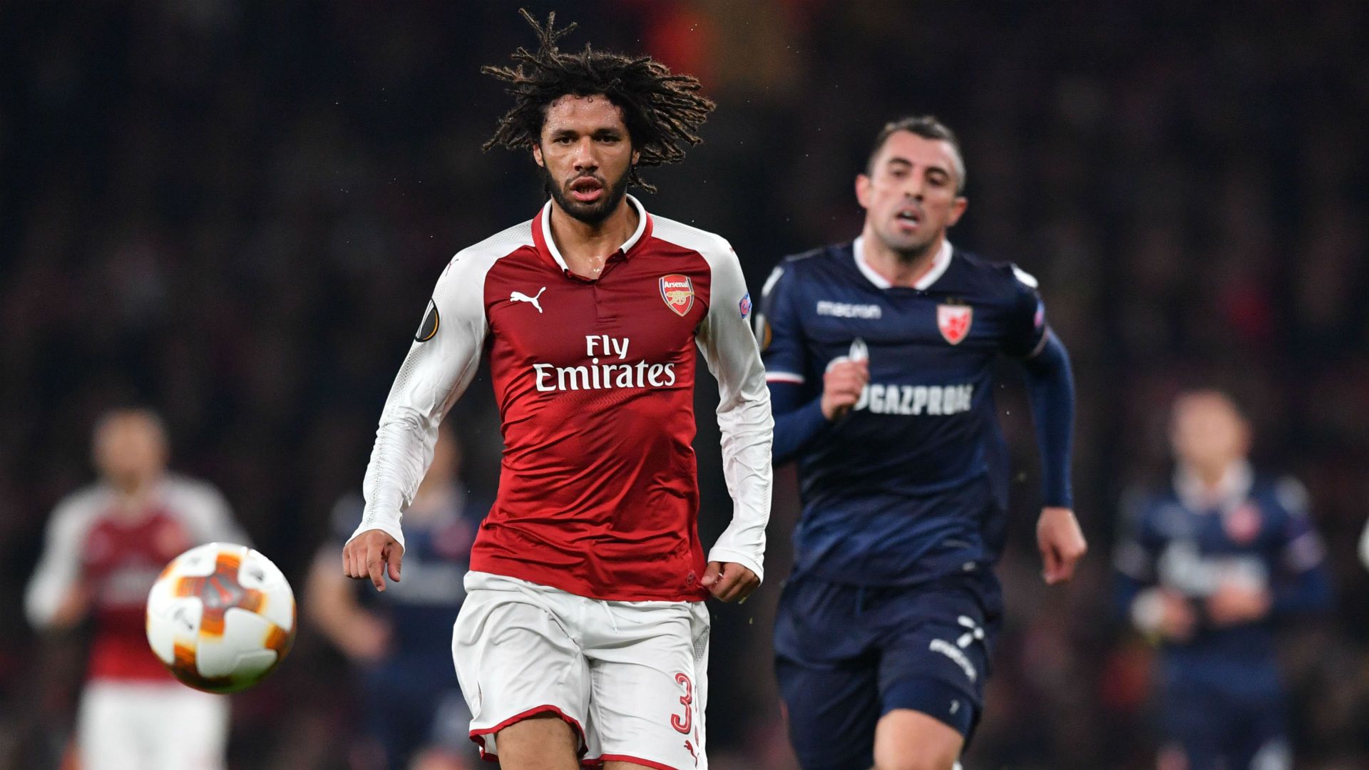 Mohamed Elneny Nenad Krsticic Arsenal Red Star Belgrade Europa League
