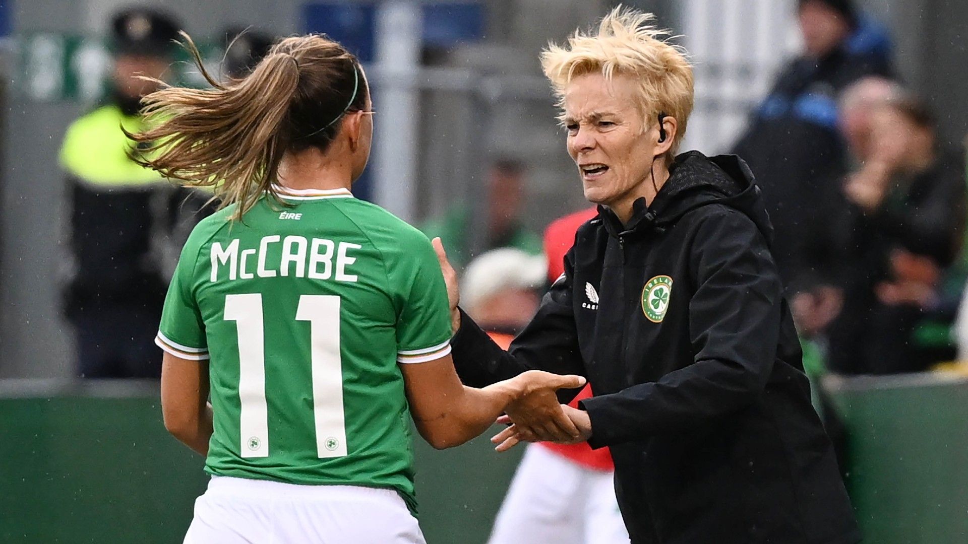 Republic of Ireland manager Vera Pauw and Katie McCabe