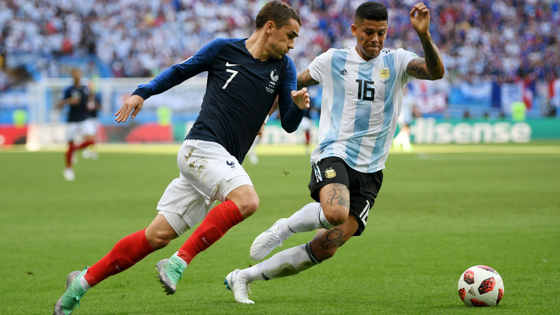 Antoine Griezmann Marcos Rojo France Argentina World Cup 30062018