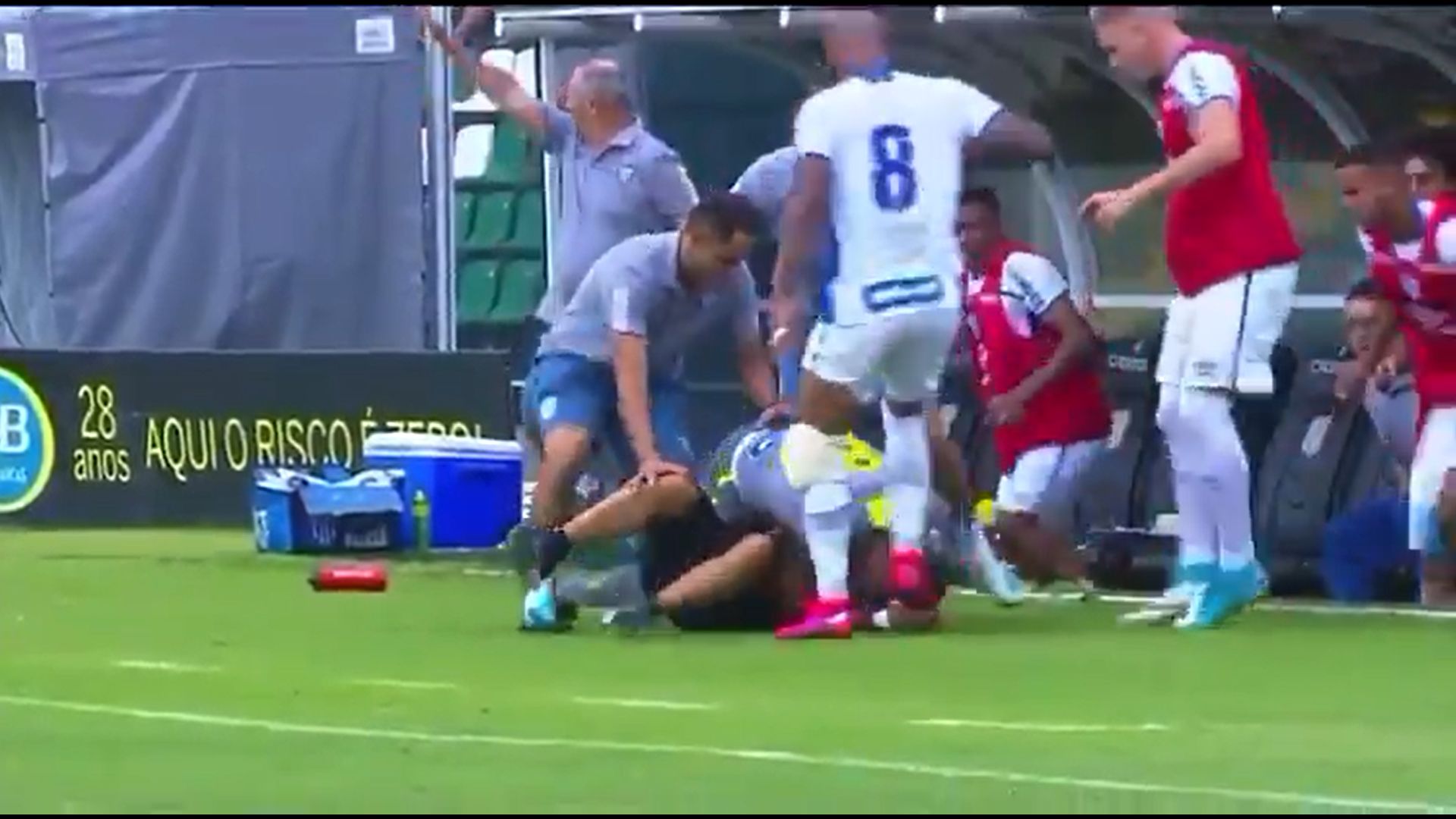 Bruno Silva kicks at the fan