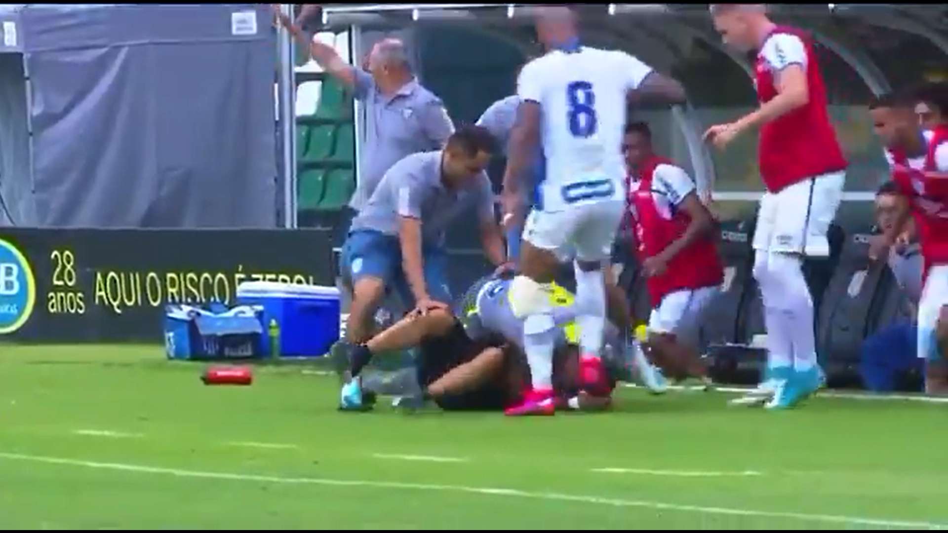 Bruno Silva kicks at the fan