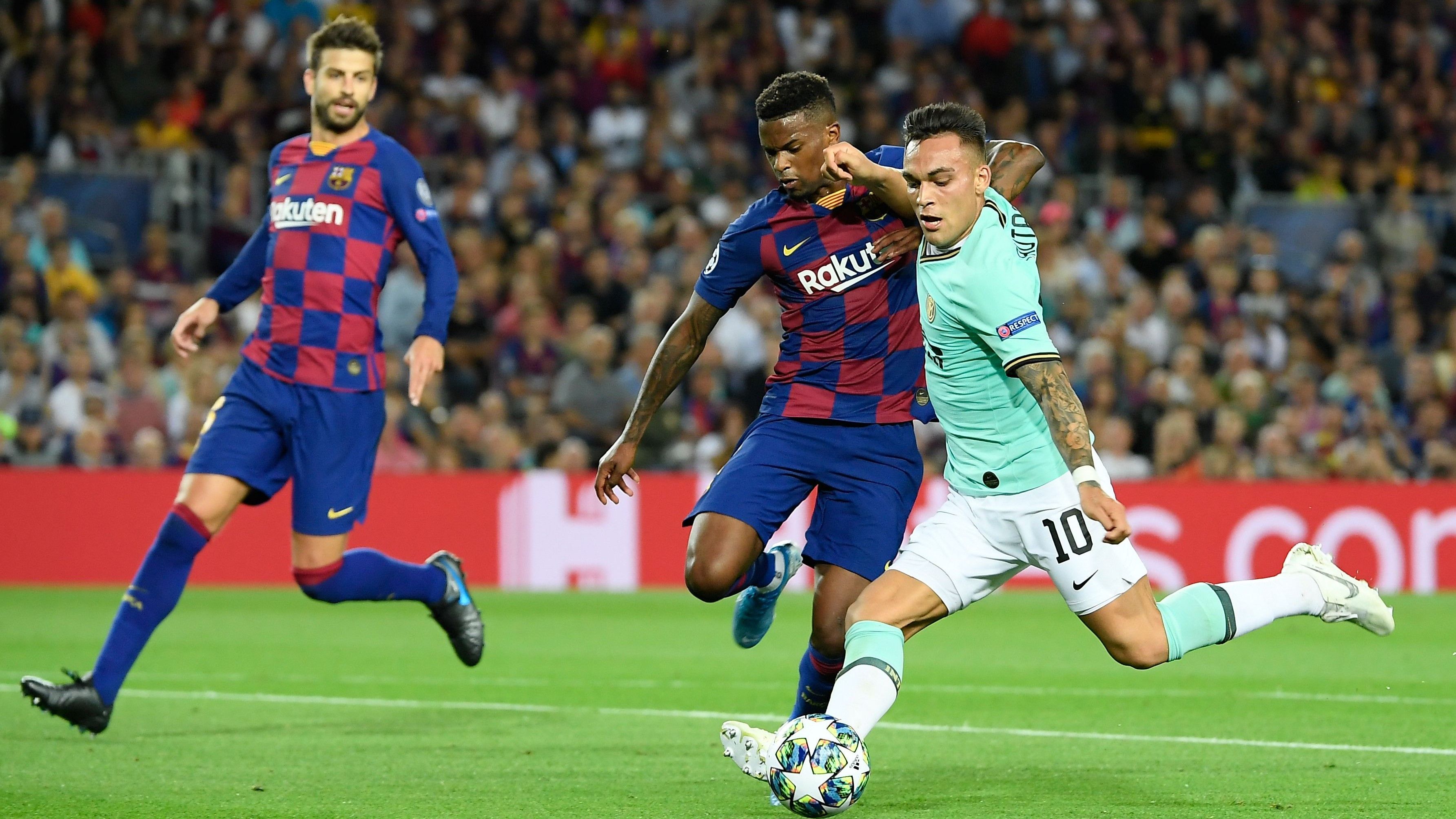Gerard Pique Nelson Semedo Lautaro Martínez Barcelona Inter UCL 02102019