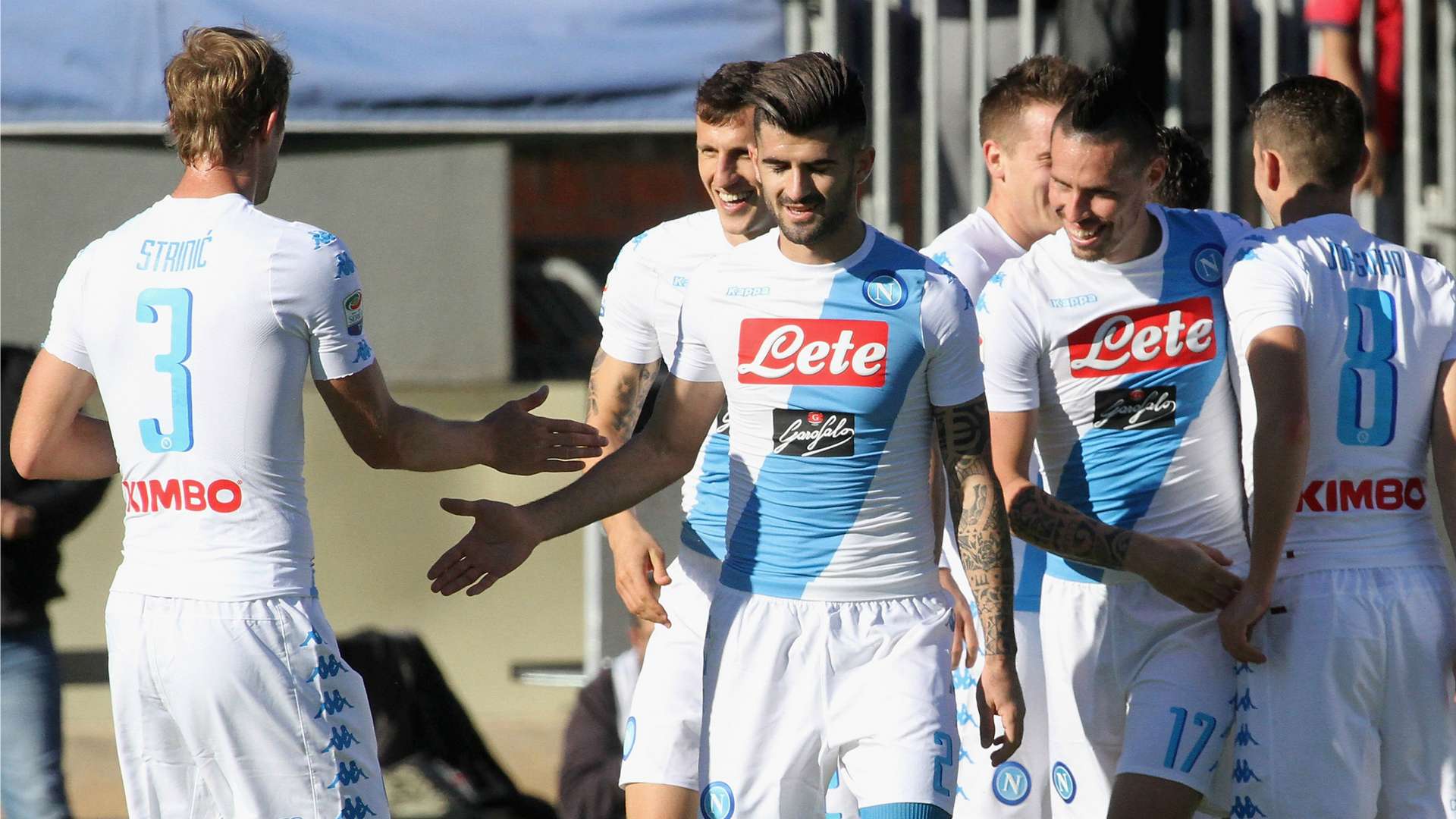 Napoli celebrating Cagliari Napoli Serie A