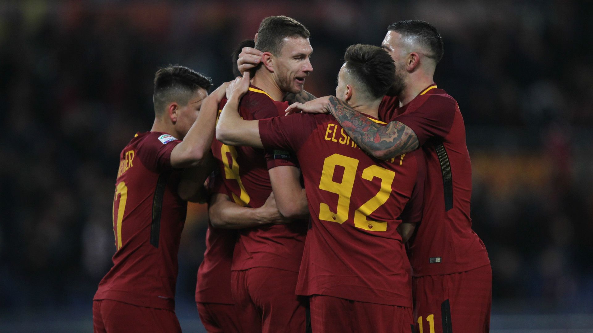 Roma celebrating SPAL Serie A