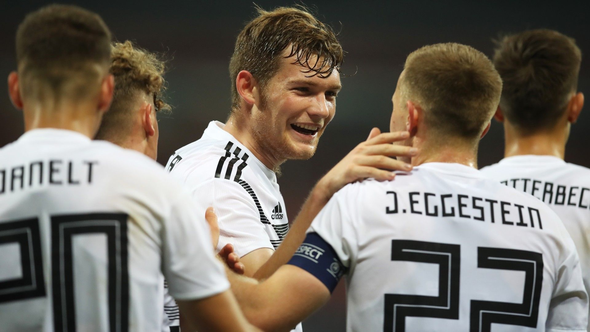 Luca Kilian of Germany celebrates scoring their first goal Germany u21