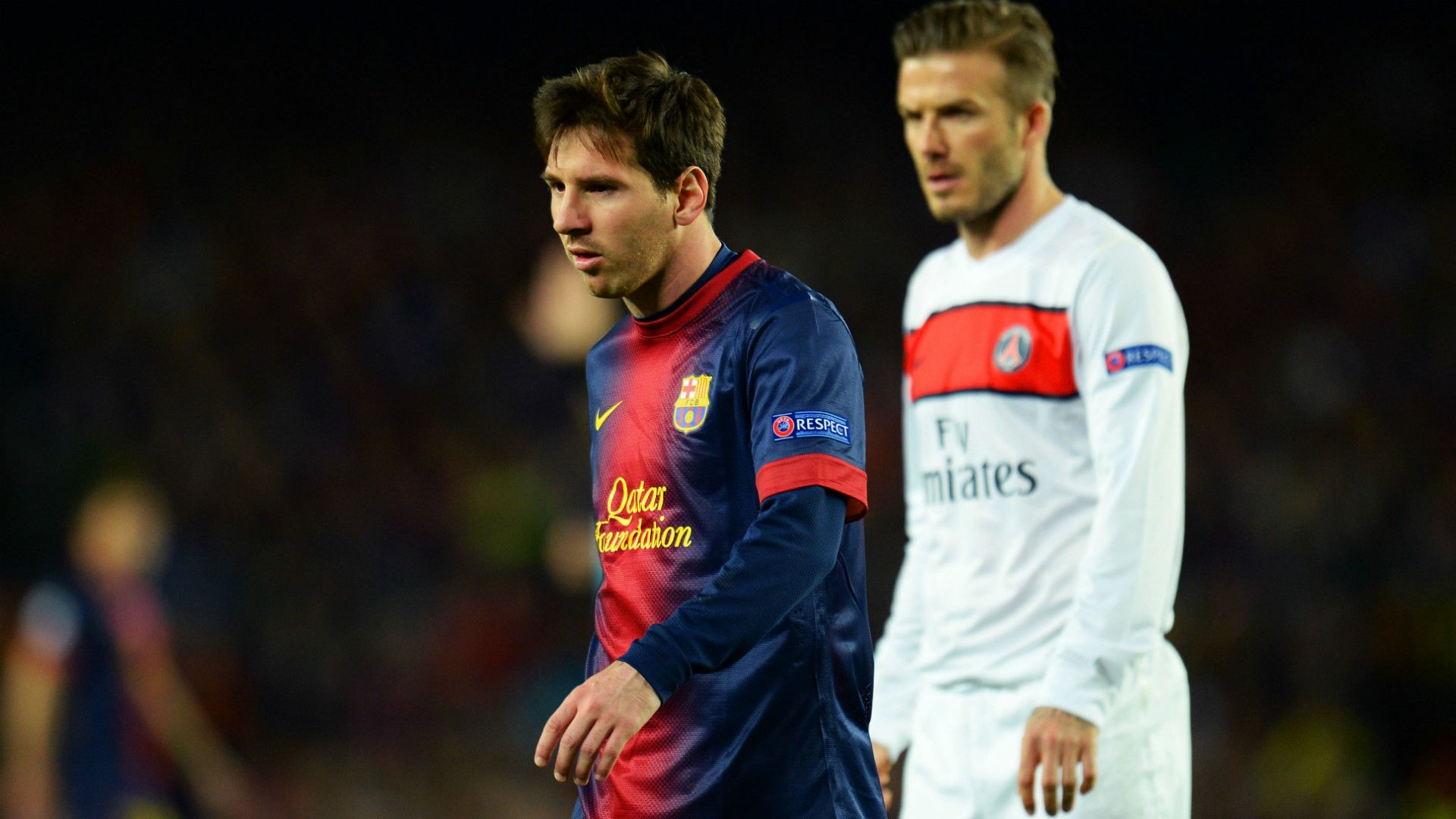 Messi Beckham PSG Barcelona Champions League 04022013