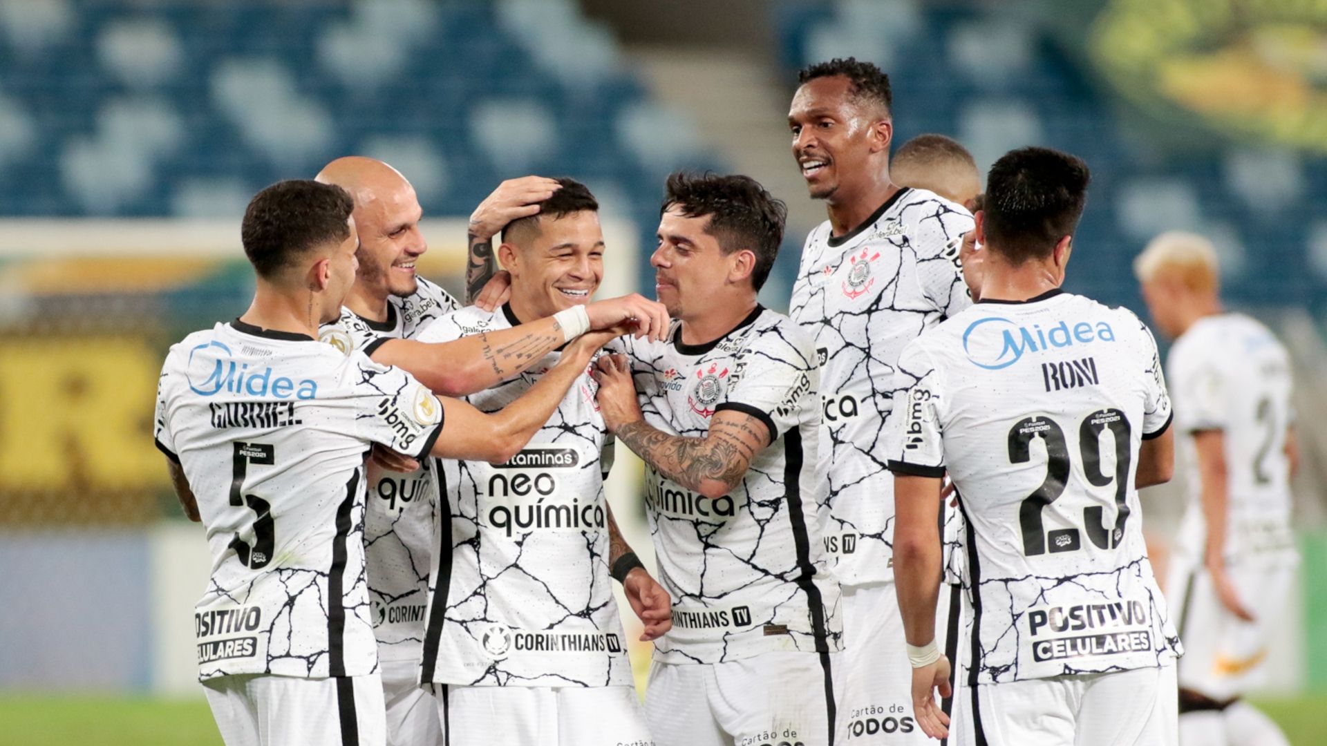 Jogadores comemoram Cuiabá x Corinthians, Brasileirão, 26072021