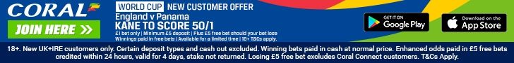 Coral new customer offer - Kane to score anytime