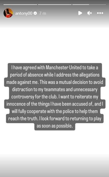 Antony Instagram story