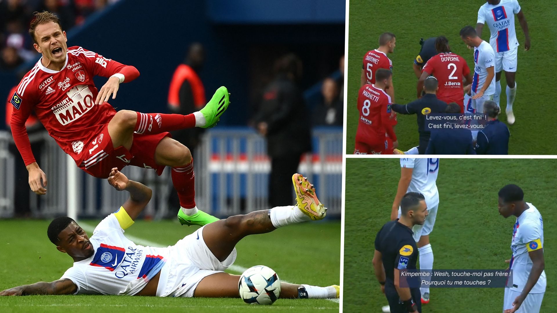 PSG Brest Kimpembe tacle Cardona arbitre Pignard