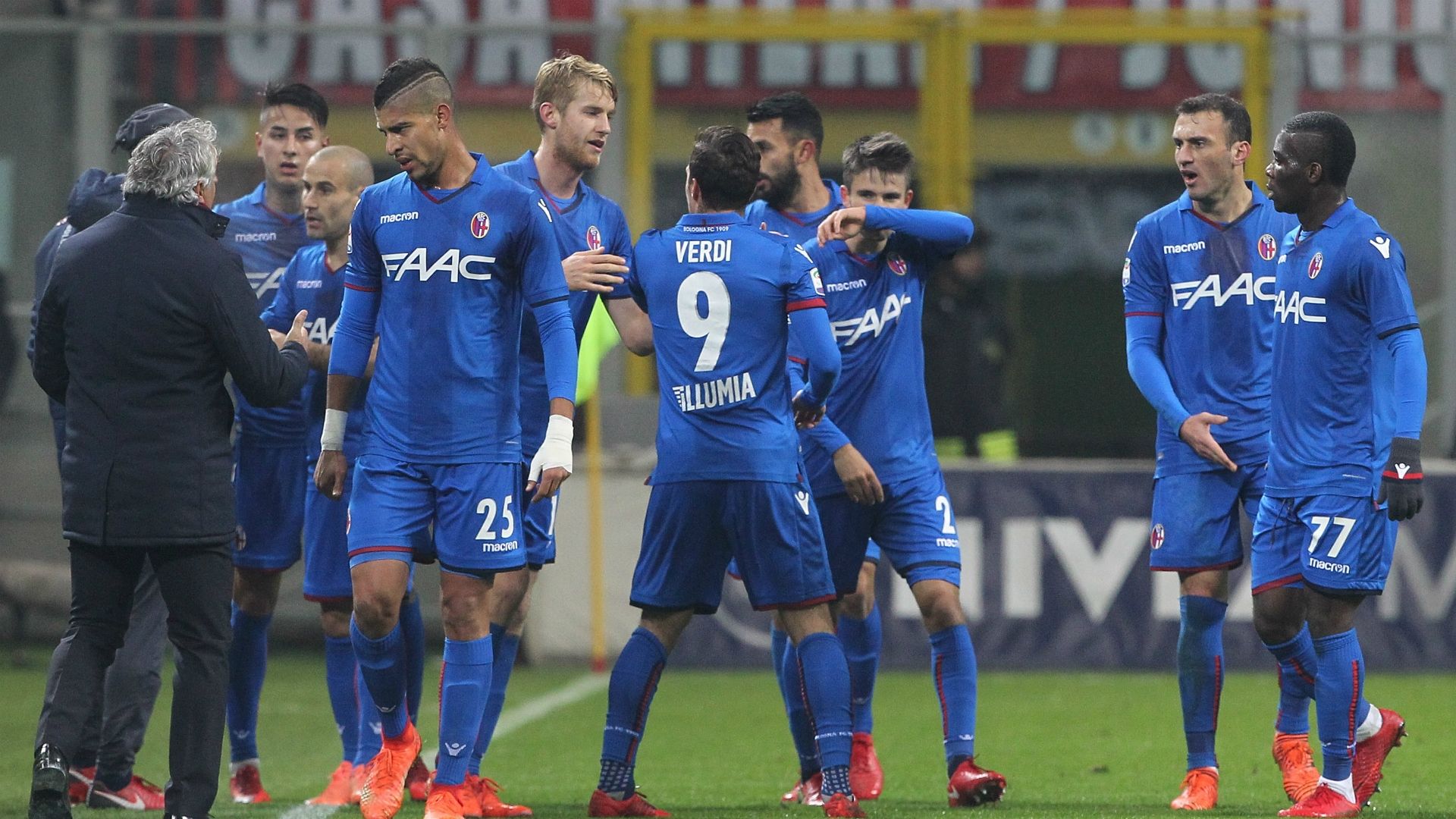 Bologna celebrating Milan Bologna Serie A