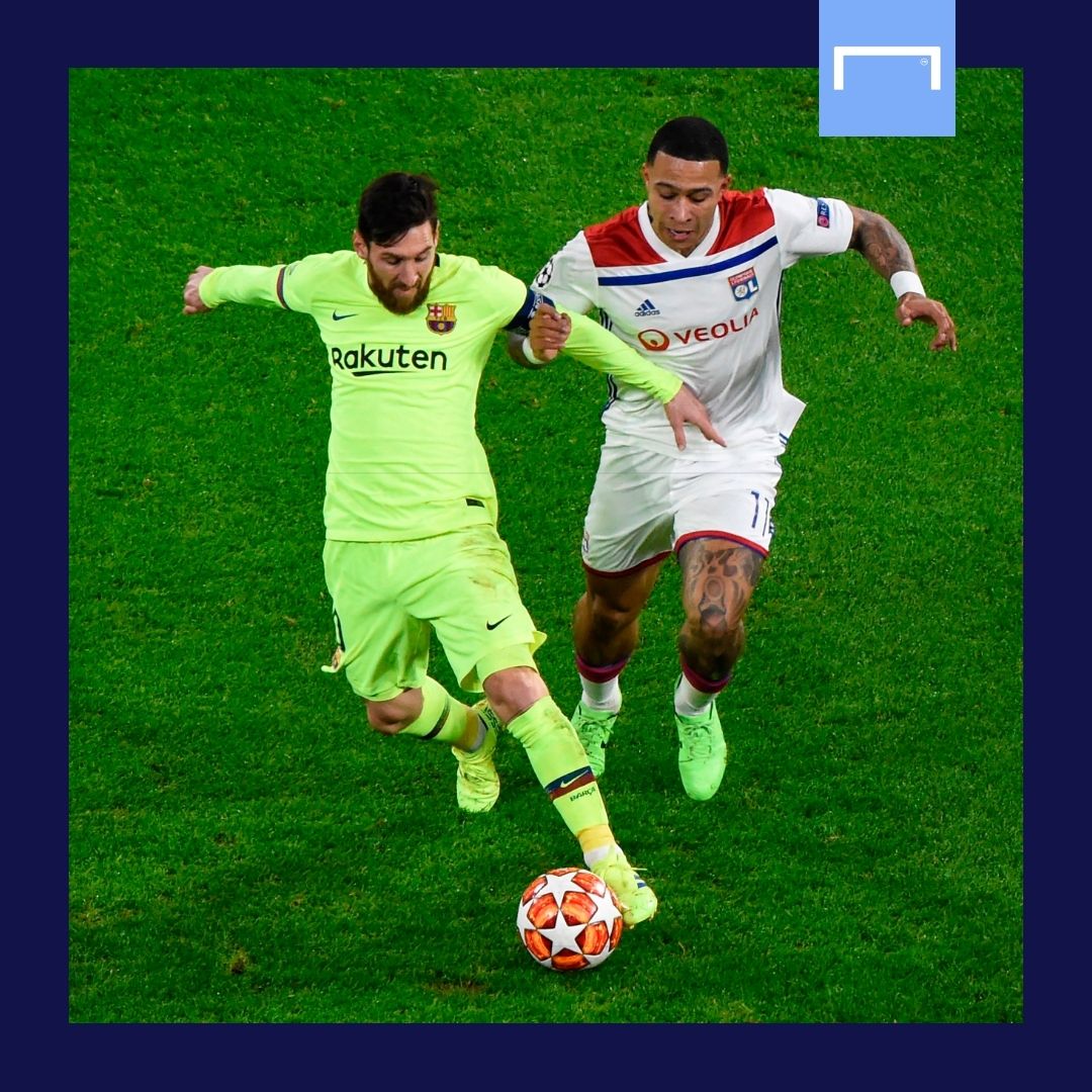 Memphis Depay Lionel Messi Barcelona Lyon GFX