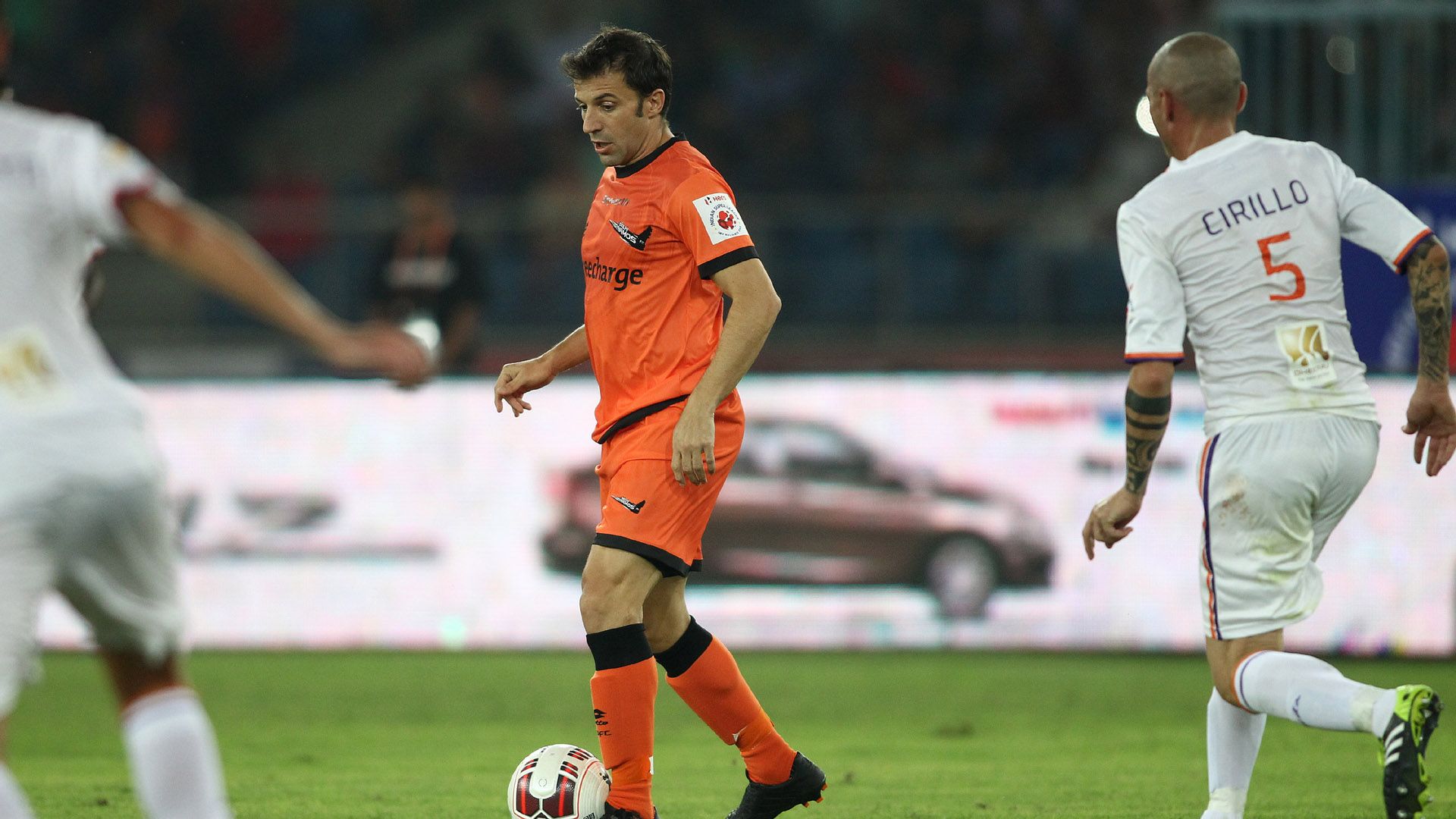 Alessandro Del Piero of Delhi Dynamos FC in action against FC Pune City during ISL match