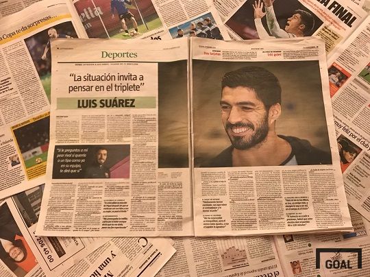 스페인 신문 라 반구아디아에 실린 루이스 수아레스의 인터뷰. 사진=골닷컴 이하영 에디터
