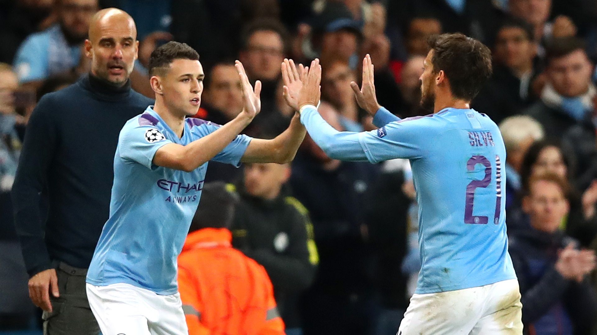 Phil Foden David Silva Pep Guardiola Manchester City 2019-20