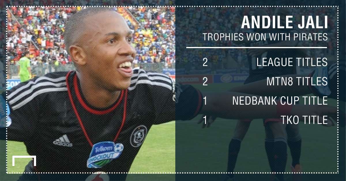 Andile Jali trophies with Pirates
