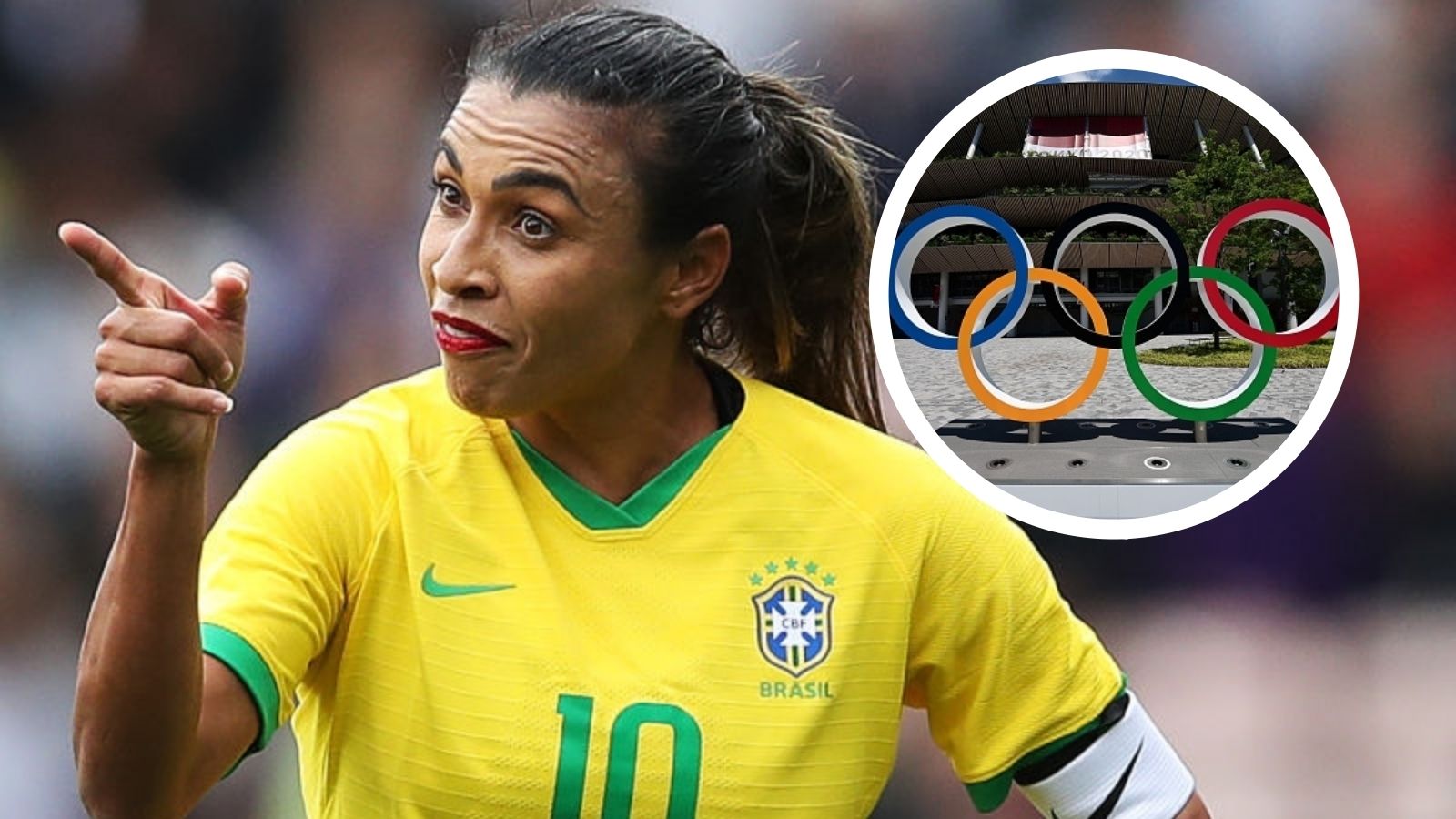 martha con la selección de brasil femenino en un partido