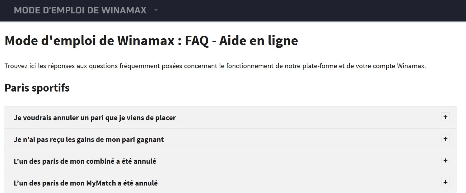 aide en ligne winamax